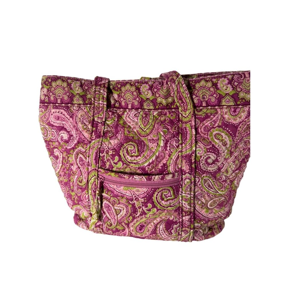 Stephanie Dawn Quilted Paisley Tote Bag With Dual Handles & Front Pocket 14" X 9